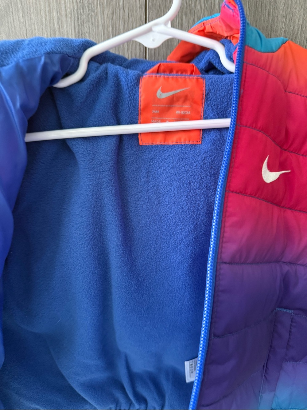 Nike Kids Rainbow Gradient Puffer Jacket - Pink Purple Blue Teal - Picture 5 of 5